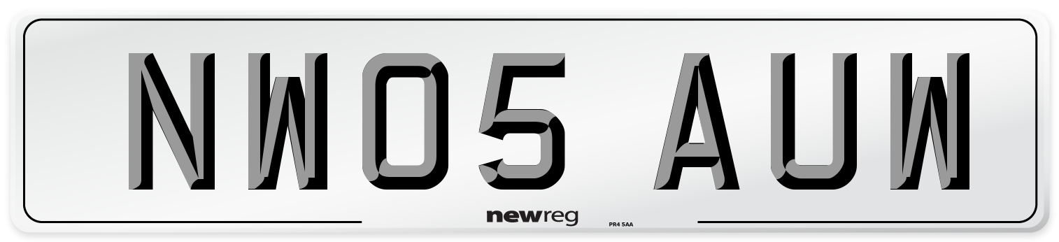 NW05 AUW Number Plate from New Reg